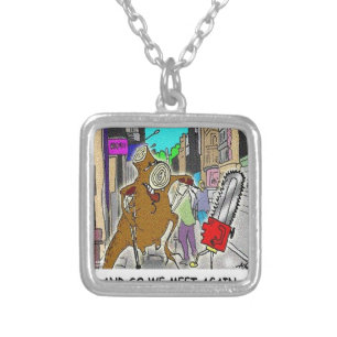 Treehugger Rick London Cartoon Funny Gifts Silver Plated Necklace