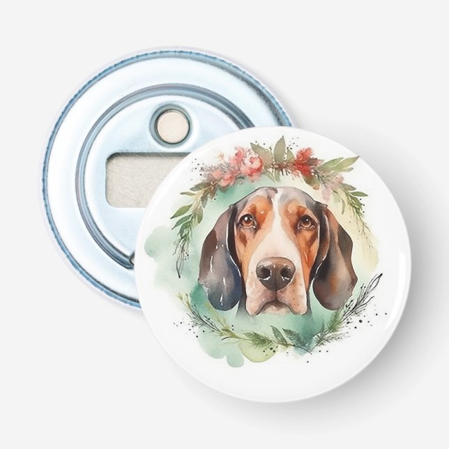 Treeing Walker Christmas Wreath Festive Pup  Bottle Opener (Front)
