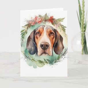 Treeing Walker Christmas Wreath Festive Pup Card