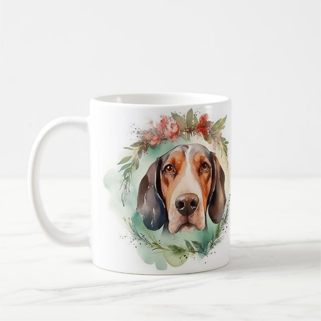 Treeing Walker Christmas Wreath Festive Pup  Coffee Mug (Left)