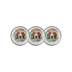 Treeing Walker Christmas Wreath Festive Pup Golf Ball Marker