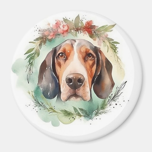 Treeing Walker Christmas Wreath Festive Pup  Magnet (Front)