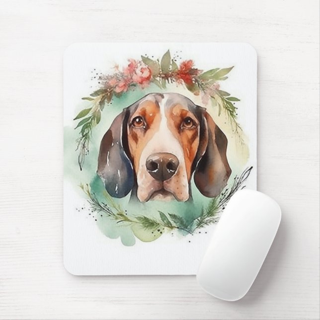 Treeing Walker Christmas Wreath Festive Pup  Mouse Pad (With Mouse)
