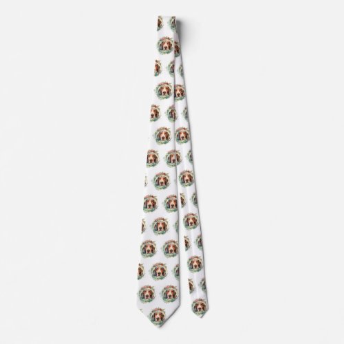 Treeing Walker Christmas Wreath Festive Pup  Neck Tie