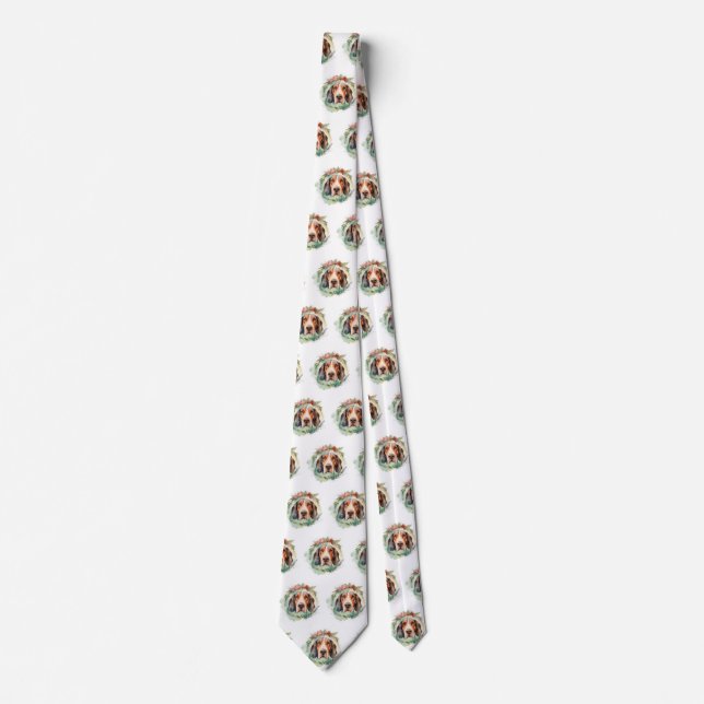 Treeing Walker Christmas Wreath Festive Pup  Neck Tie (Front)