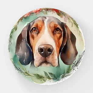 Treeing Walker Christmas Wreath Festive Pup Paperweight