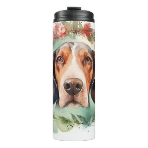 Treeing Walker Christmas Wreath Festive Pup Thermal Tumbler