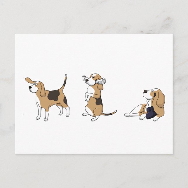 treeing walker coonhound cartoon 2 postcard (Front)