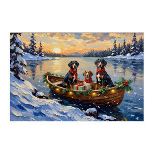 Treeing Walker Coonhound Christmas Boat Holiday Acrylic Print