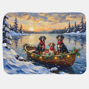 Treeing Walker Coonhound Christmas Boat Holiday Baby Blanket