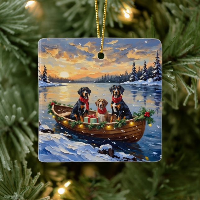 Treeing Walker Coonhound Christmas Boat Holiday Ceramic Ornament (Tree)