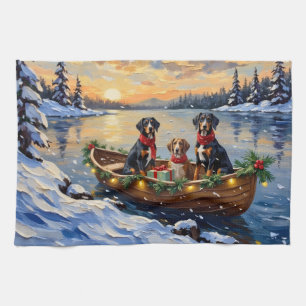 Treeing Walker Coonhound Christmas Boat Holiday Kitchen Towel