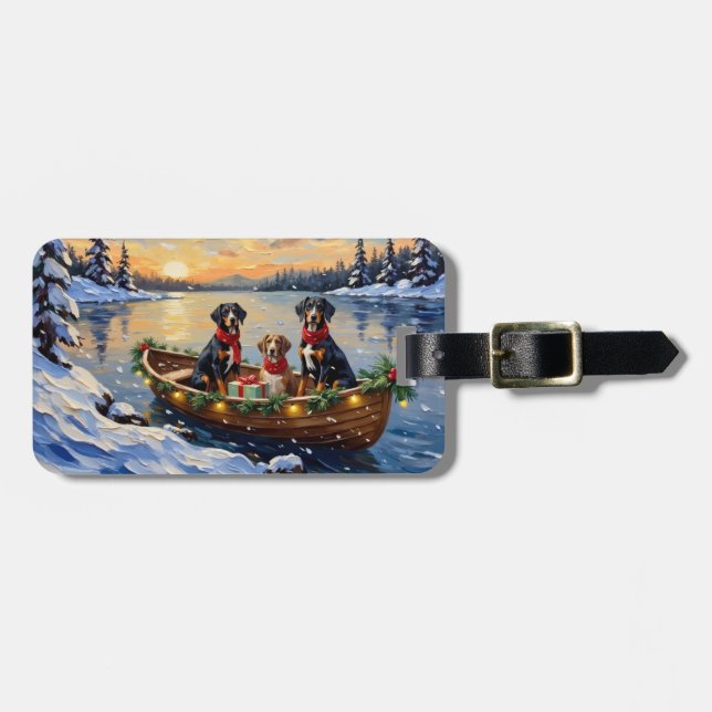 Treeing Walker Coonhound Christmas Boat Holiday Luggage Tag (Front Horizontal)