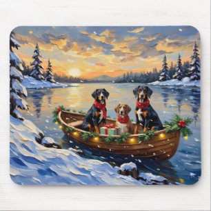 Treeing Walker Coonhound Christmas Boat Holiday Mouse Pad