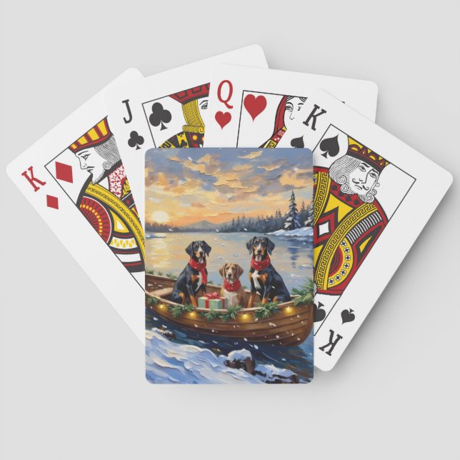 Treeing Walker Coonhound Christmas Boat Holiday Poker Cards (Back)