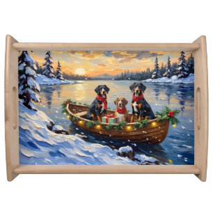 Treeing Walker Coonhound Christmas Boat Holiday Serving Tray