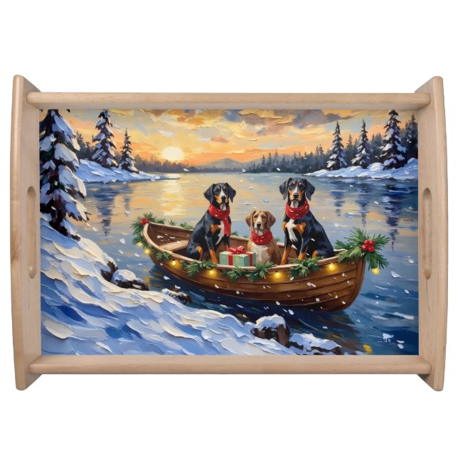 Treeing Walker Coonhound Christmas Boat Holiday Serving Tray (Front)
