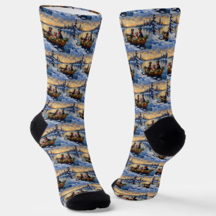 Treeing Walker Coonhound Christmas Boat Holiday Socks