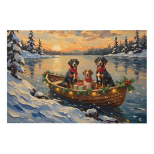 Treeing Walker Coonhound Christmas Boat Holiday Wood Wall Art