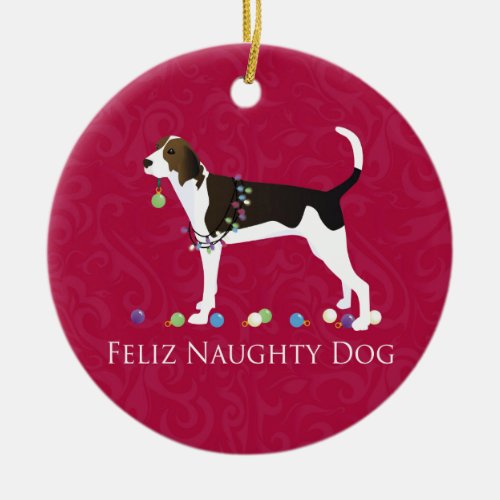 Treeing Walker Coonhound Christmas Ceramic Ornament