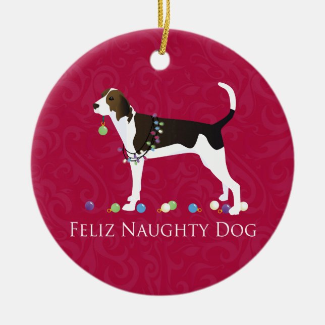 Treeing Walker Coonhound Christmas Ceramic Ornament (Front)