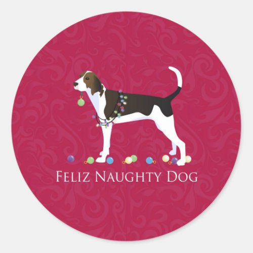 Treeing Walker Coonhound Christmas Classic Round Sticker