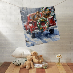 Treeing Walker Coonhound Christmas Red Truck Baby Blanket