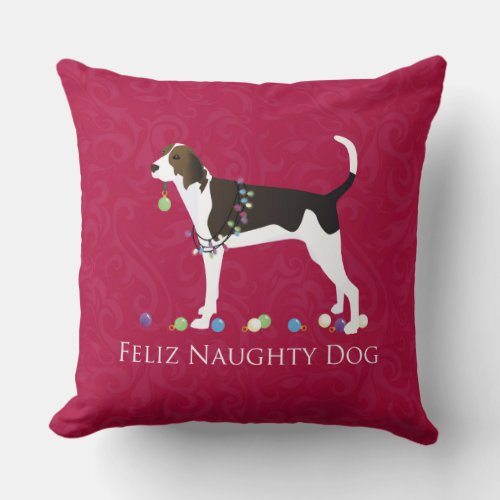 Treeing Walker Coonhound Christmas Throw Pillow