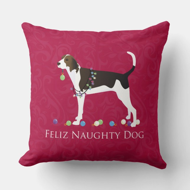 Treeing Walker Coonhound Christmas Throw Pillow (Front)