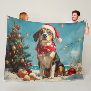 Treeing Walker Coonhound Christmas Vintage Beach Fleece Blanket