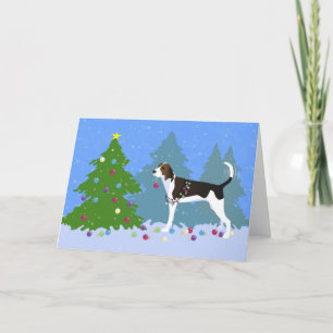 Treeing Walker Coonhound Decorating Christmas Tree Holiday Card