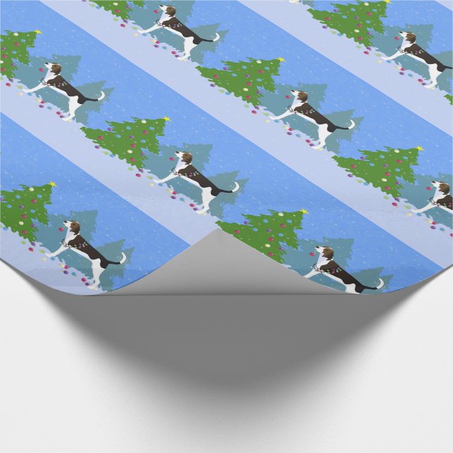 Treeing Walker Coonhound Decorating Christmas Tree Wrapping Paper (Corner)