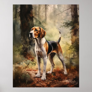 Treeing Walker Coonhound Dog Art Print Poster