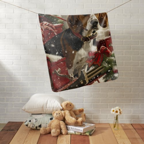 Treeing Walker Coonhound Dog Christmas Festive Baby Blanket