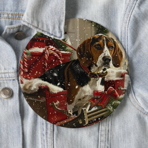 Treeing Walker Coonhound Dog Christmas Festive Button