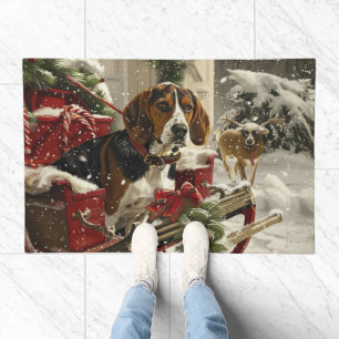 Treeing Walker Coonhound Dog Christmas Festive Doormat