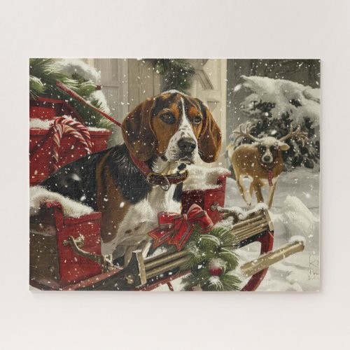 Treeing Walker Coonhound Dog Christmas Festive Jigsaw Puzzle