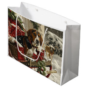Treeing Walker Coonhound Dog Christmas Festive Large Gift Bag