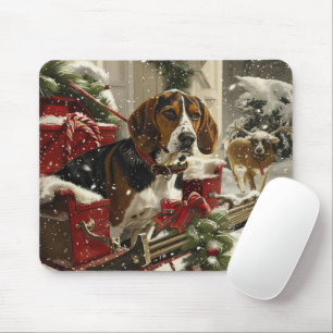 Treeing Walker Coonhound Dog Christmas Festive Mouse Pad