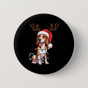 Treeing Walker Coonhound Dog Christmas Lights Sant Button
