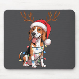 Treeing Walker Coonhound Dog Christmas Lights Sant Mouse Pad