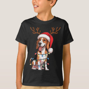 Treeing Walker Coonhound Dog Christmas Lights Sant T-Shirt