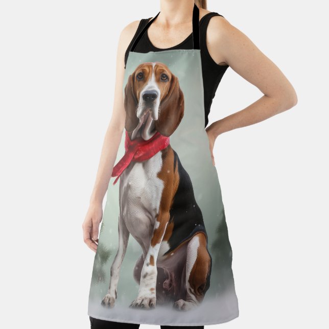 Treeing Walker Coonhound Dog in Snow Christmas Apron (Insitu)