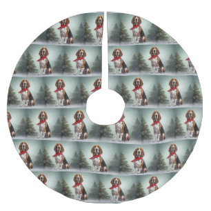 Treeing Walker Coonhound Dog in Snow Christmas Brushed Polyester Tree Skirt