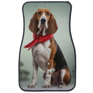 Treeing Walker Coonhound Dog in Snow Christmas Car Floor Mat