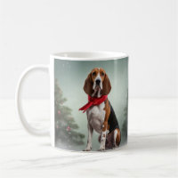 Treeing Walker Coonhound Dog in Snow Christmas