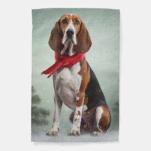 Treeing Walker Coonhound Dog in Snow Christmas Garden Flag