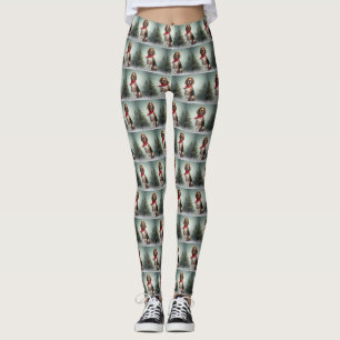 Treeing Walker Coonhound Dog in Snow Christmas Leggings