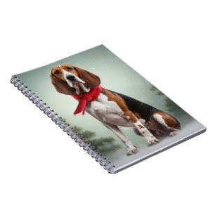 Treeing Walker Coonhound Dog in Snow Christmas Notebook