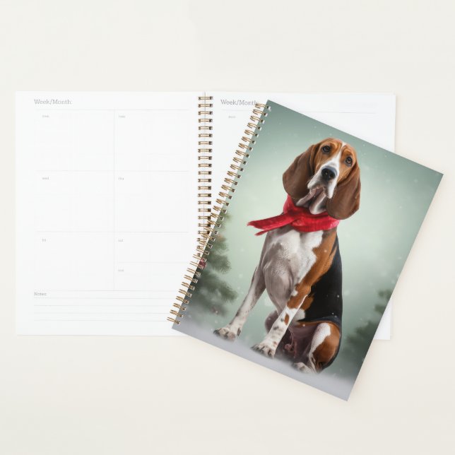 Treeing Walker Coonhound Dog in Snow Christmas Planner (Display)
